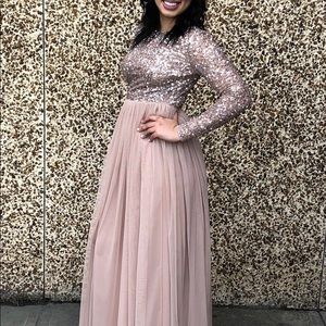 Long Sleeve Maxi Dress (Rose Gold)